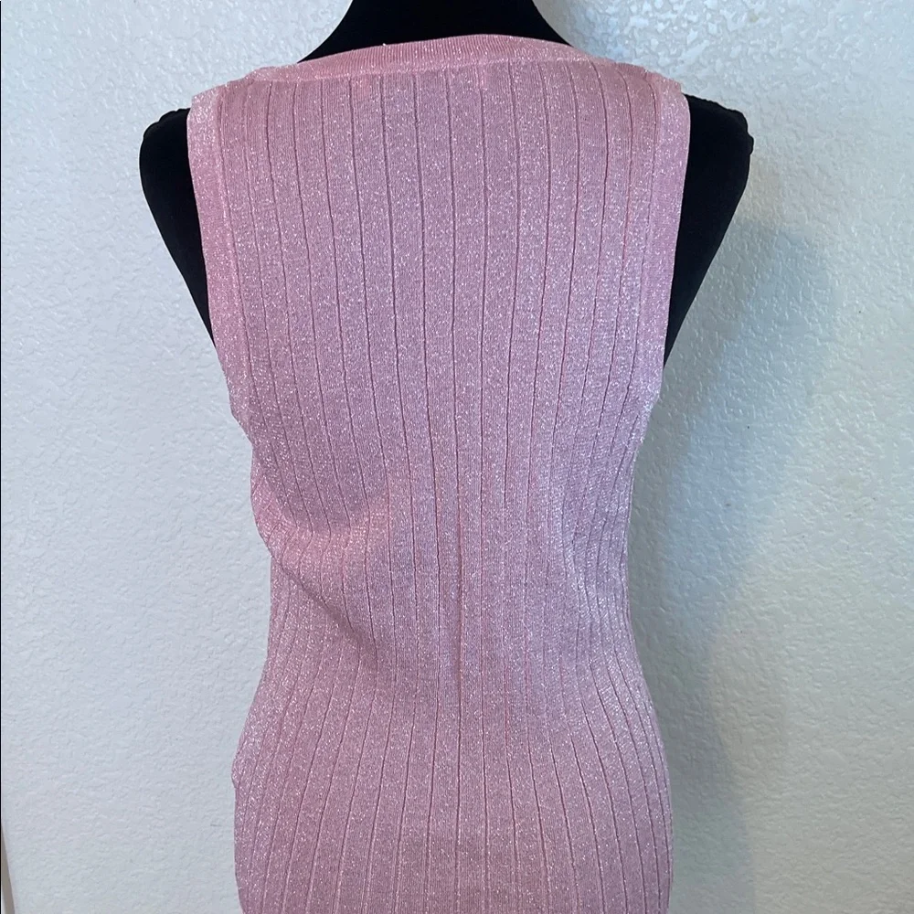 Zara Shimmery Light Pink Ribbed Scoop Neck Tank - Picture 5 of 6